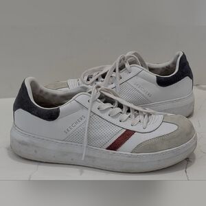 Skechers Zinger Rosie Rocket Leather Platform Sneakers White Navy Size 11 Retro